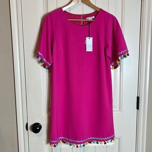 NEW Love Riche hot pink/fuchsia tassel trimmed dress Sz Medium